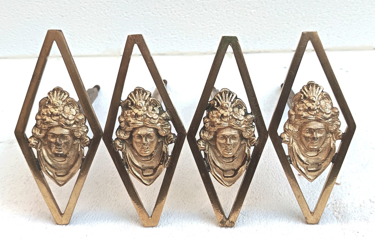 Two Pairs Of Elegant Directoire-style Curtain Tie-back Holders,  Finely Gilded Bronze.