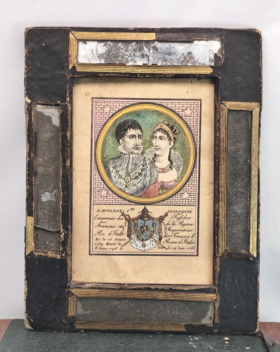 Art populaire, objet patriotique italien, Napoléon et Joséphine, époque Empire-photo-3