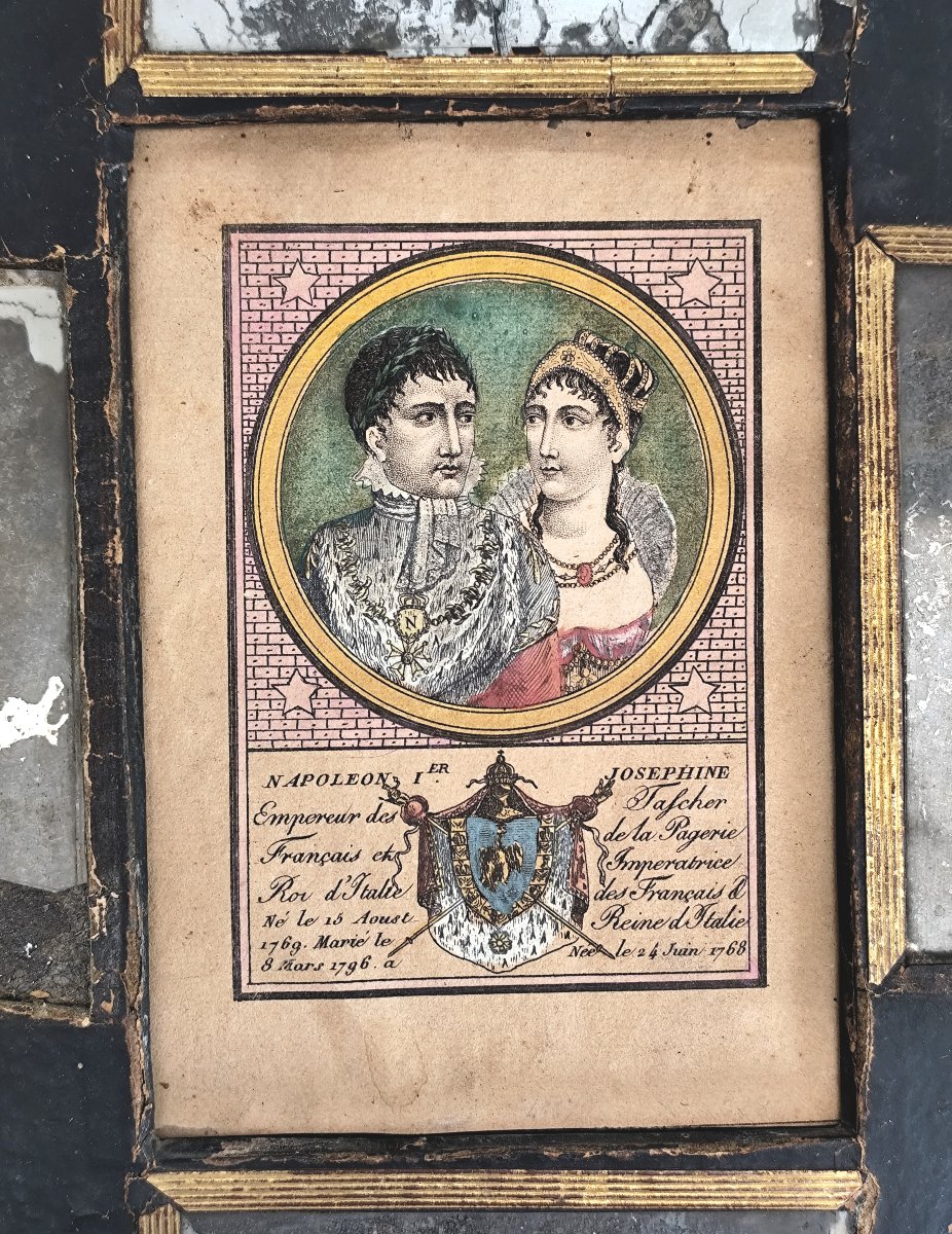 Art populaire, objet patriotique italien, Napoléon et Joséphine, époque Empire-photo-4