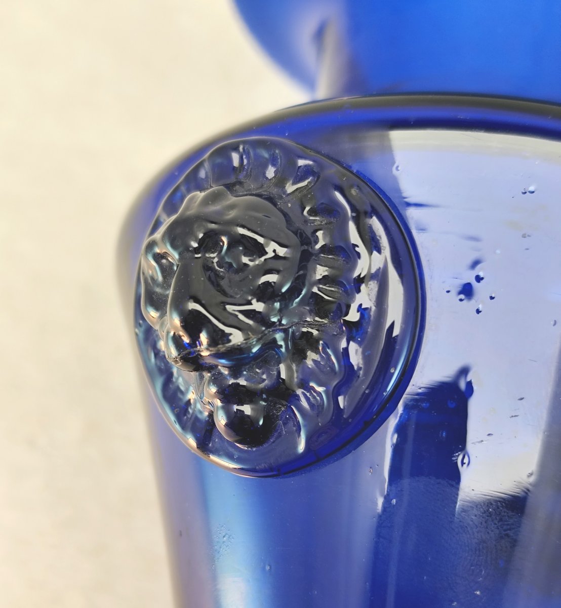 Paire de fleuriers bordelais en verre bleu soufflé, fin XVIIIe siècle-photo-3
