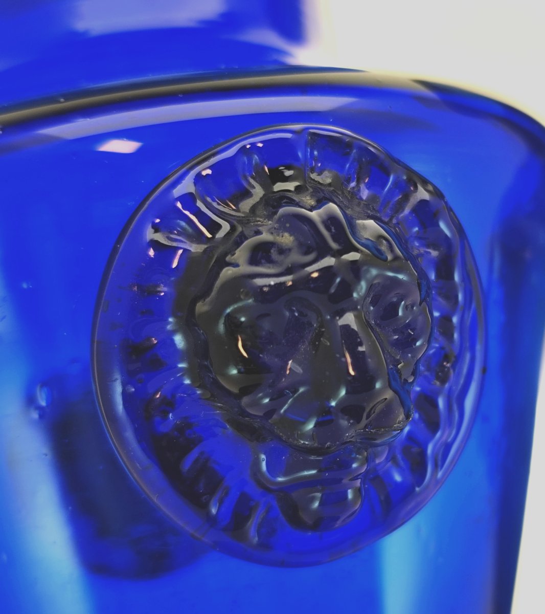 Paire de fleuriers bordelais en verre bleu soufflé, fin XVIIIe siècle-photo-3