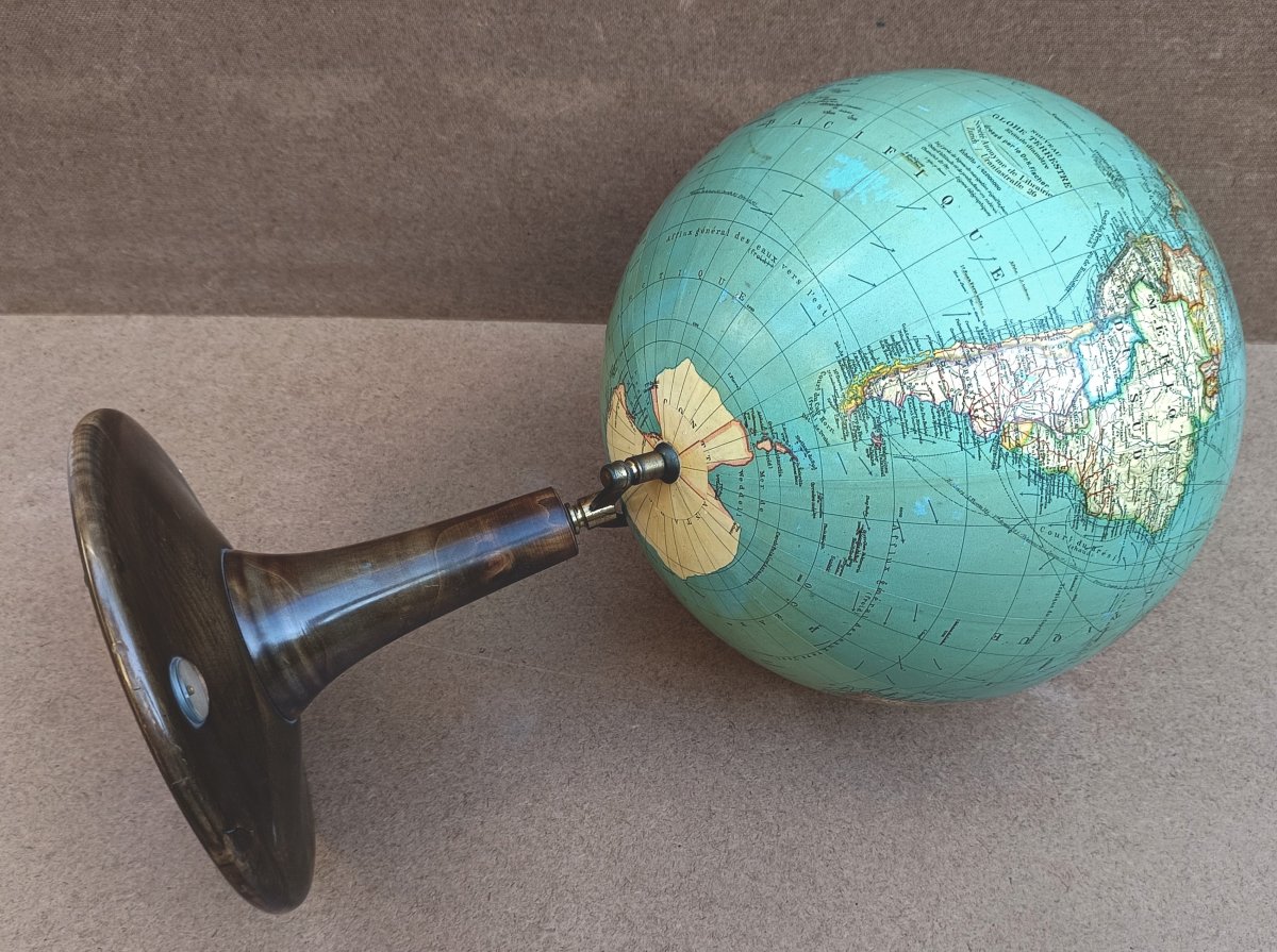 Large Swiss World Map, Ca. 1930, French Text, Excellent Condition, Dr. Fischer-photo-2