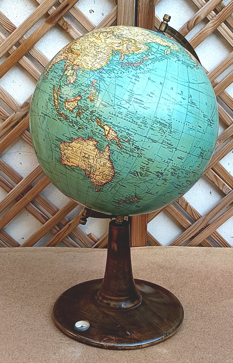 Large Swiss World Map, Ca. 1930, French Text, Excellent Condition, Dr. Fischer-photo-3