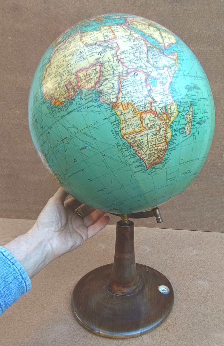 Large Swiss World Map, Ca. 1930, French Text, Excellent Condition, Dr. Fischer-photo-4