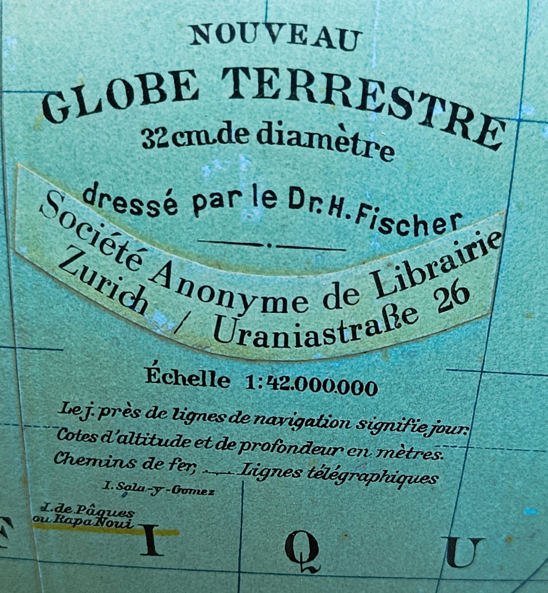 Large Swiss World Map, Ca. 1930, French Text, Excellent Condition, Dr. Fischer-photo-1