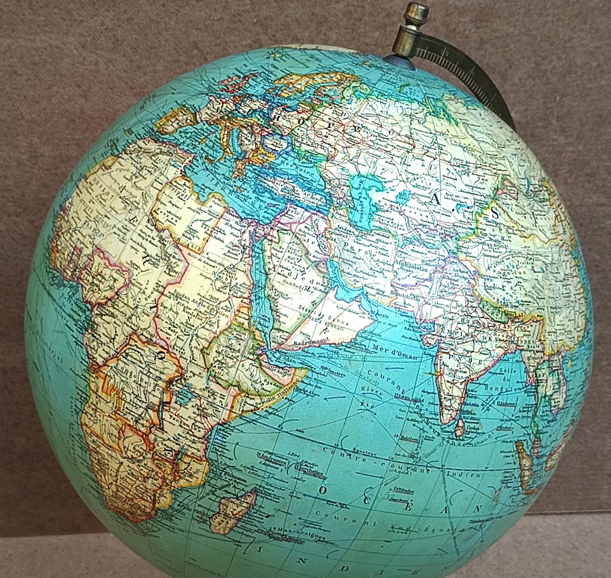 Large Swiss World Map, Ca. 1930, French Text, Excellent Condition, Dr. Fischer-photo-3