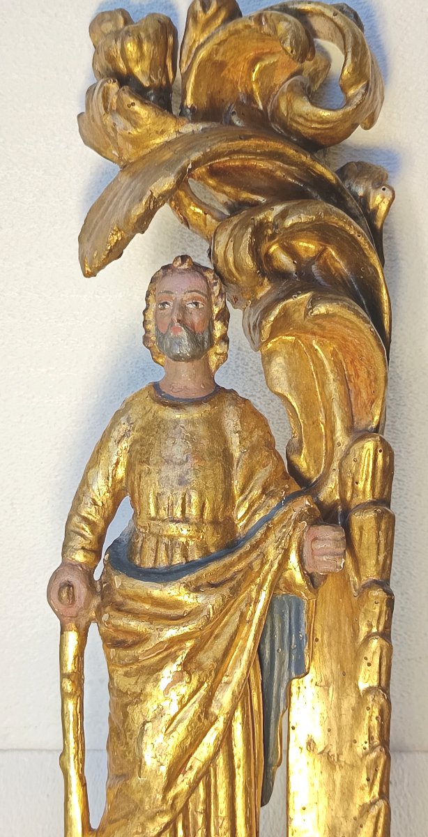 Charming Gilt And Polychrome Fragment Of A Baroque Altarpiece-photo-3