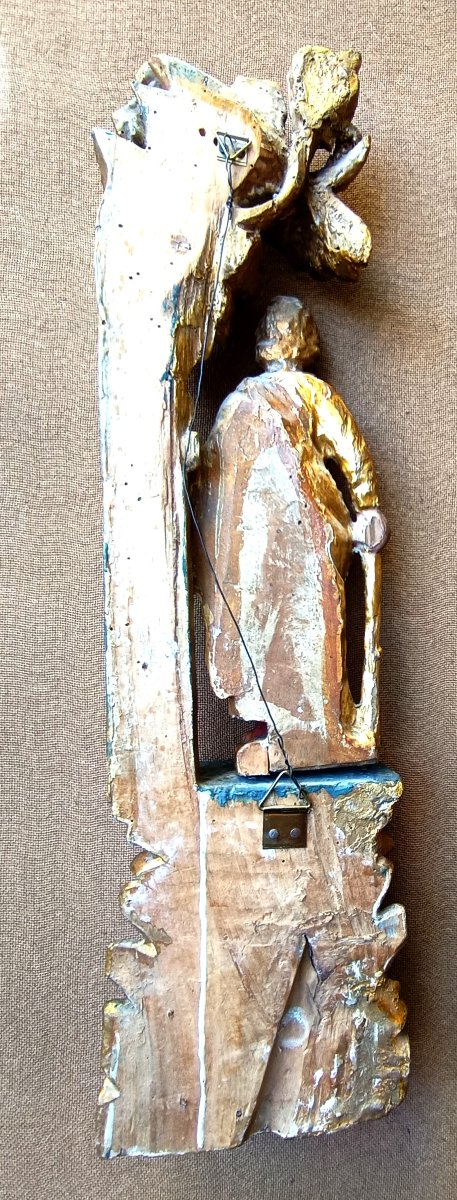 Charming Gilt And Polychrome Fragment Of A Baroque Altarpiece-photo-2
