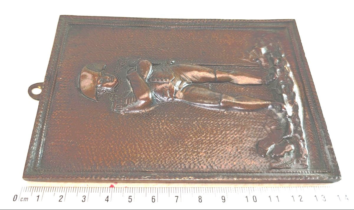 Napoleon With Arms Crossed, Fine Bronze Plaque Evoking The Dark Years Of Exile, 19th Century.-photo-3