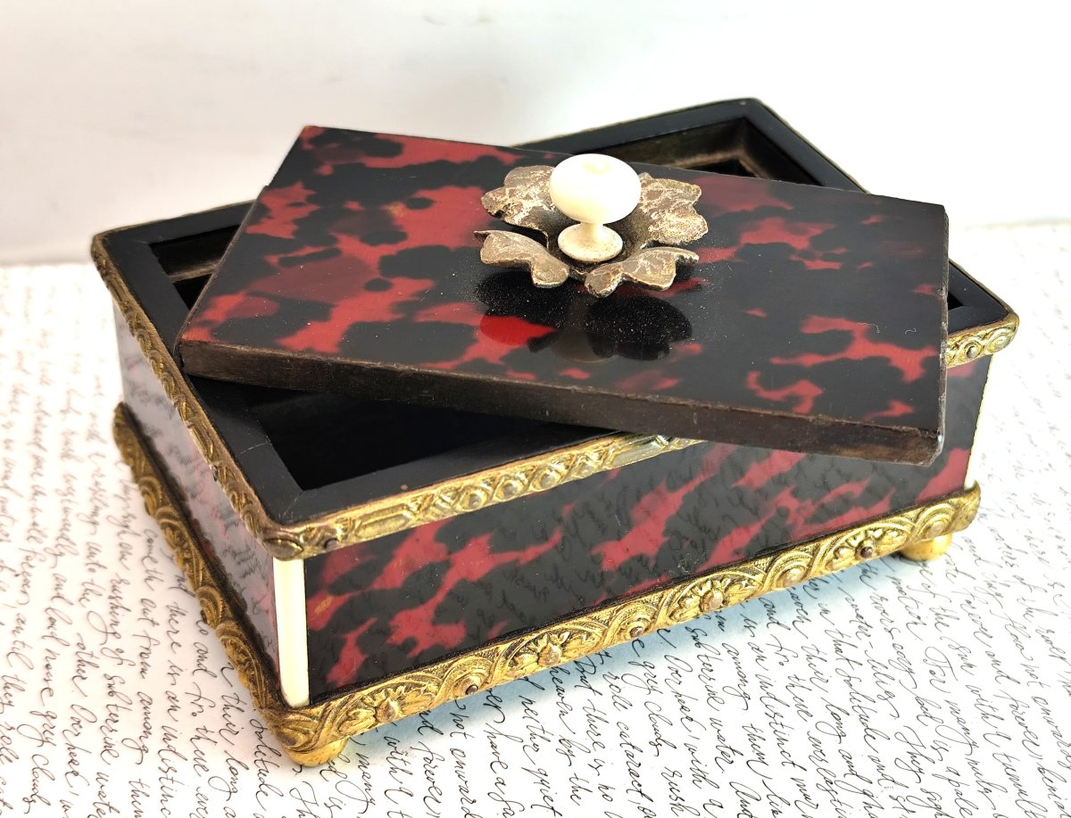 Luxurious Desk Pin Box, Napoleon III Period, With Marquetry-photo-2