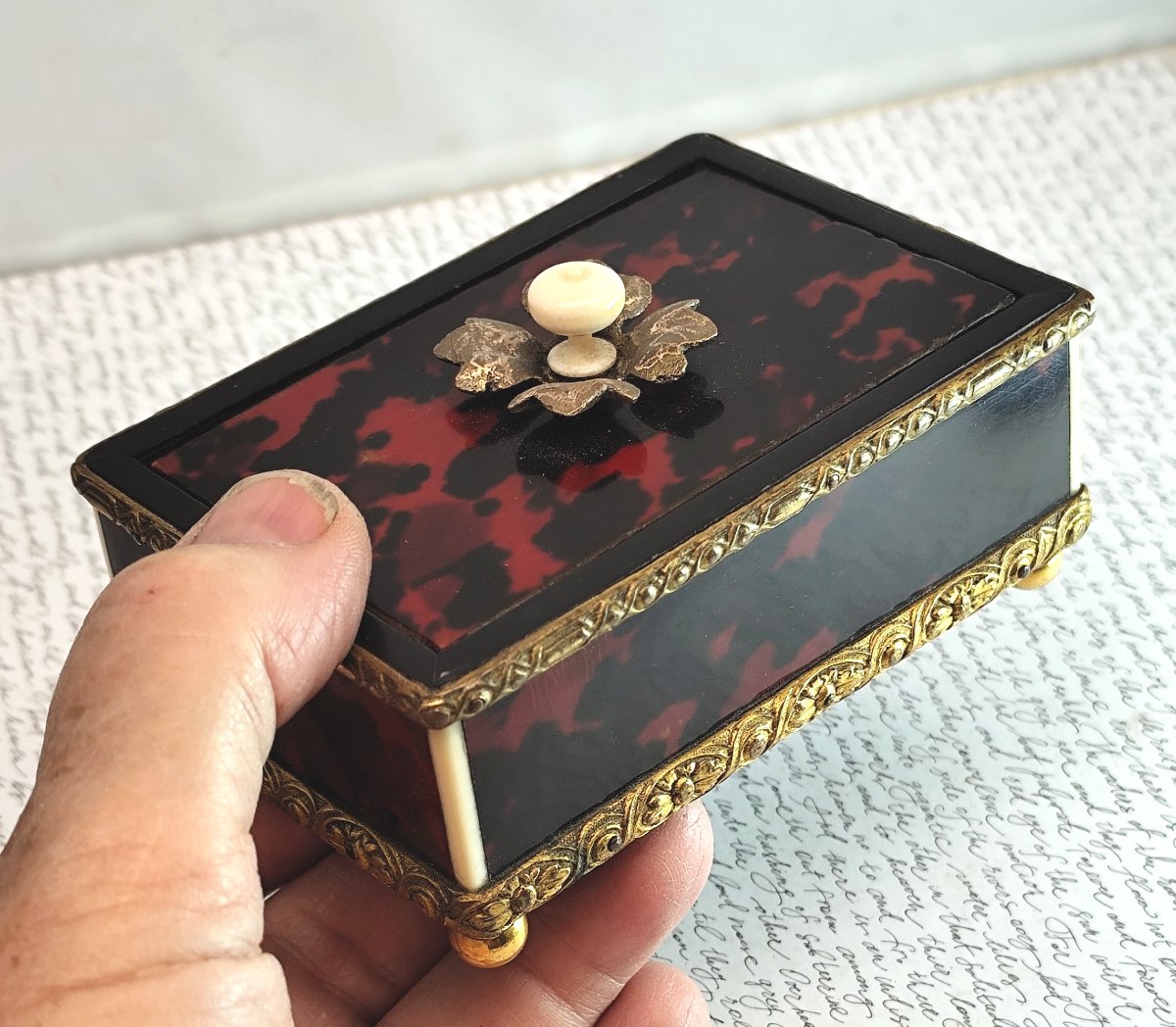 Luxurious Desk Pin Box, Napoleon III Period, With Marquetry-photo-4