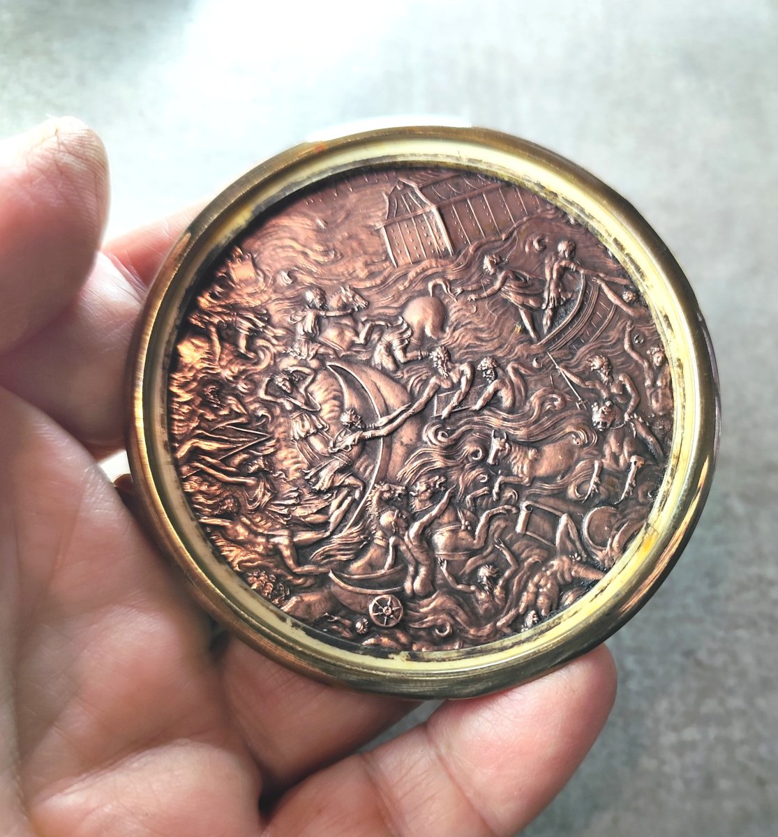 Ulysses And Wrath Of Neptune, 19th-century Copper Miniature, Renaissance Style-photo-2