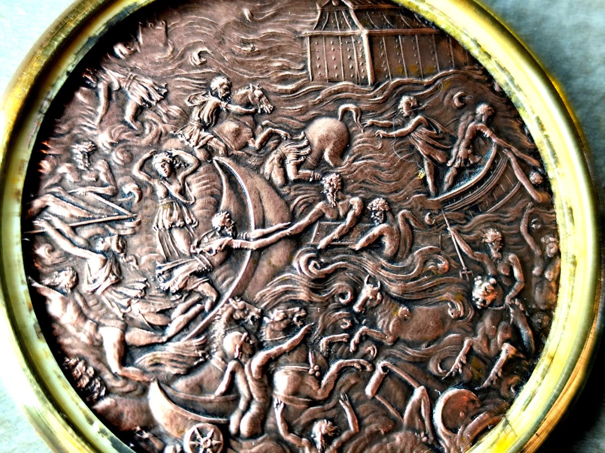 Ulysses And Wrath Of Neptune, 19th-century Copper Miniature, Renaissance Style-photo-3
