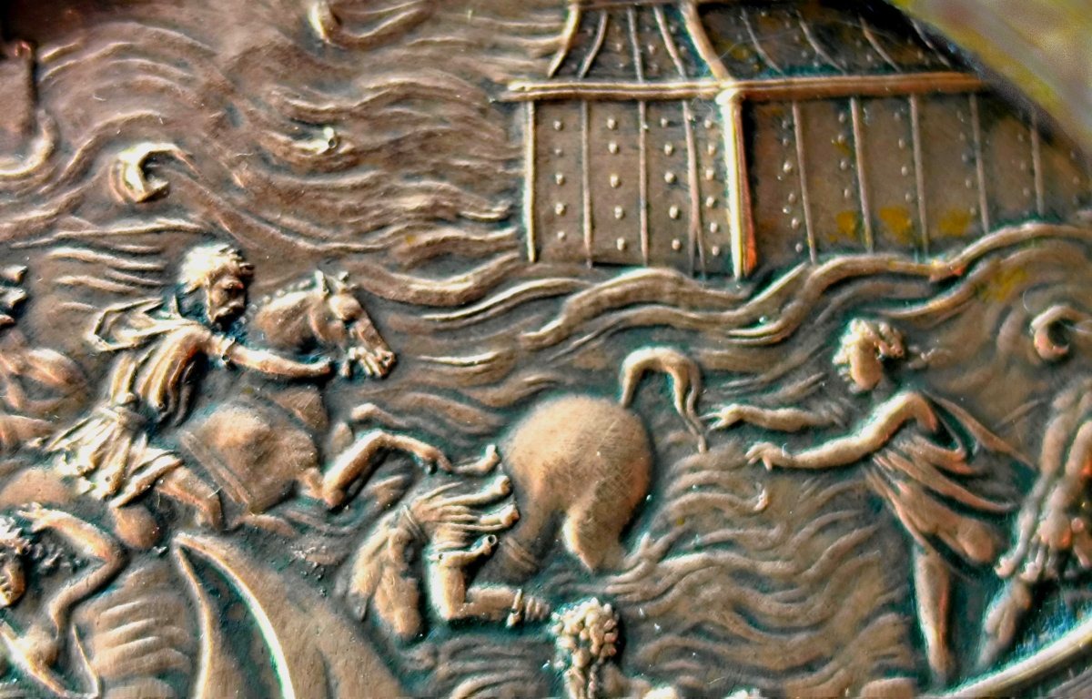 Ulysses And Wrath Of Neptune, 19th-century Copper Miniature, Renaissance Style-photo-4