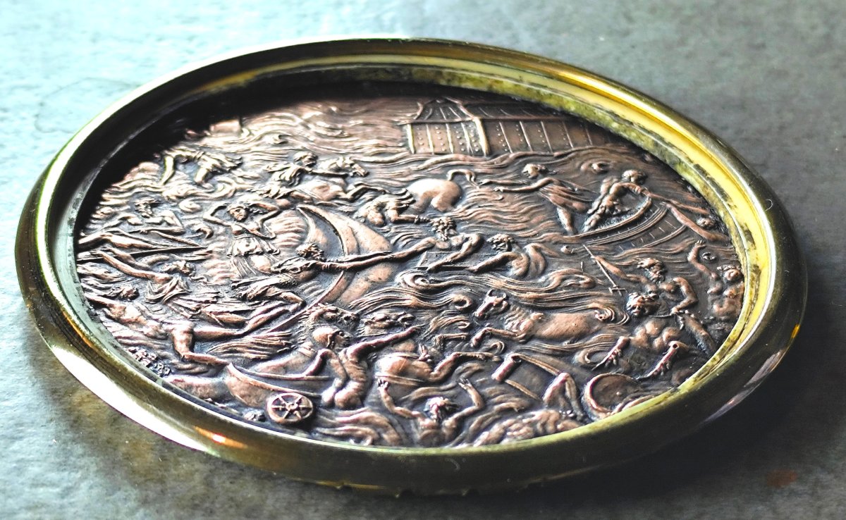 Ulysses And Wrath Of Neptune, 19th-century Copper Miniature, Renaissance Style-photo-2