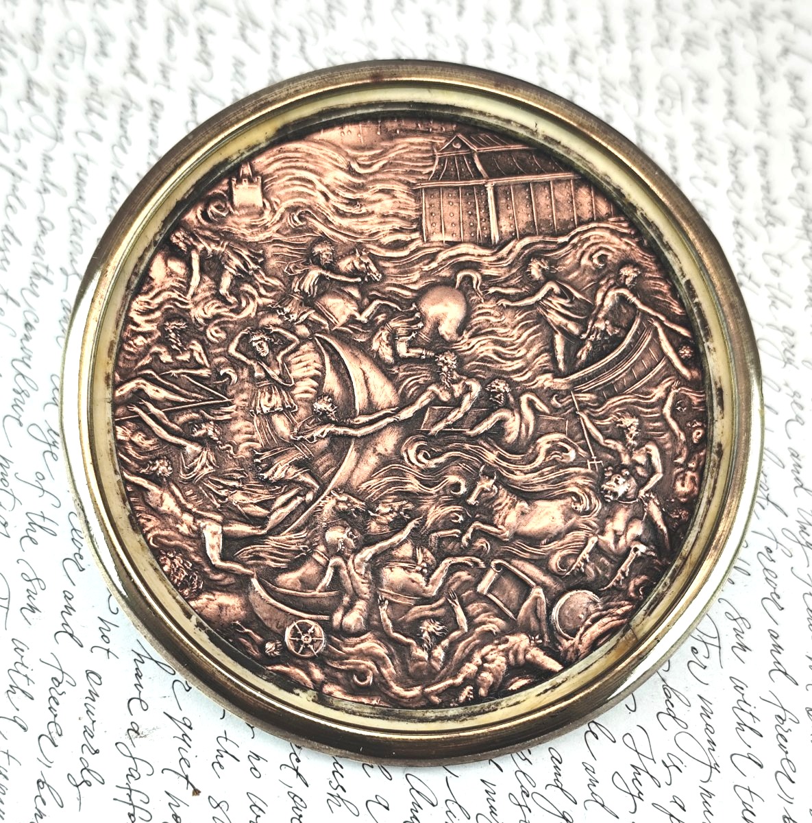 Ulysses And Wrath Of Neptune, 19th-century Copper Miniature, Renaissance Style