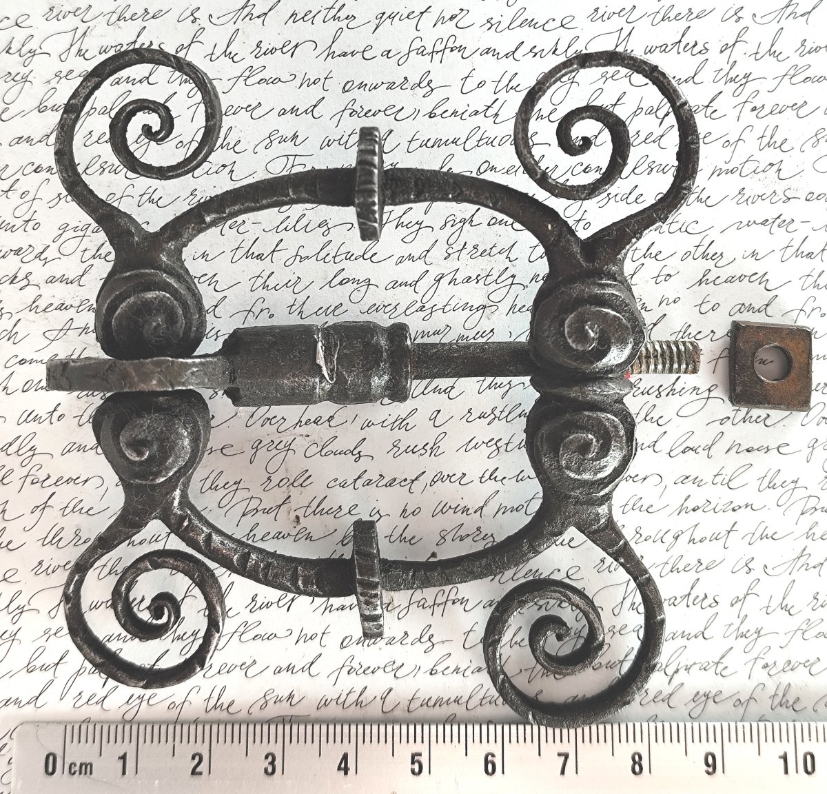 Finely Forged Iron Door Handle, Austria? 18th–19th Century-photo-2