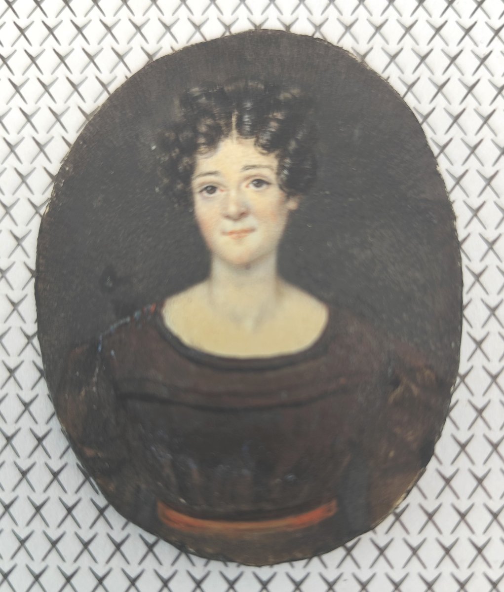 Miniature en pendentif, émotion familiale, époque Louis Philippe-photo-1
