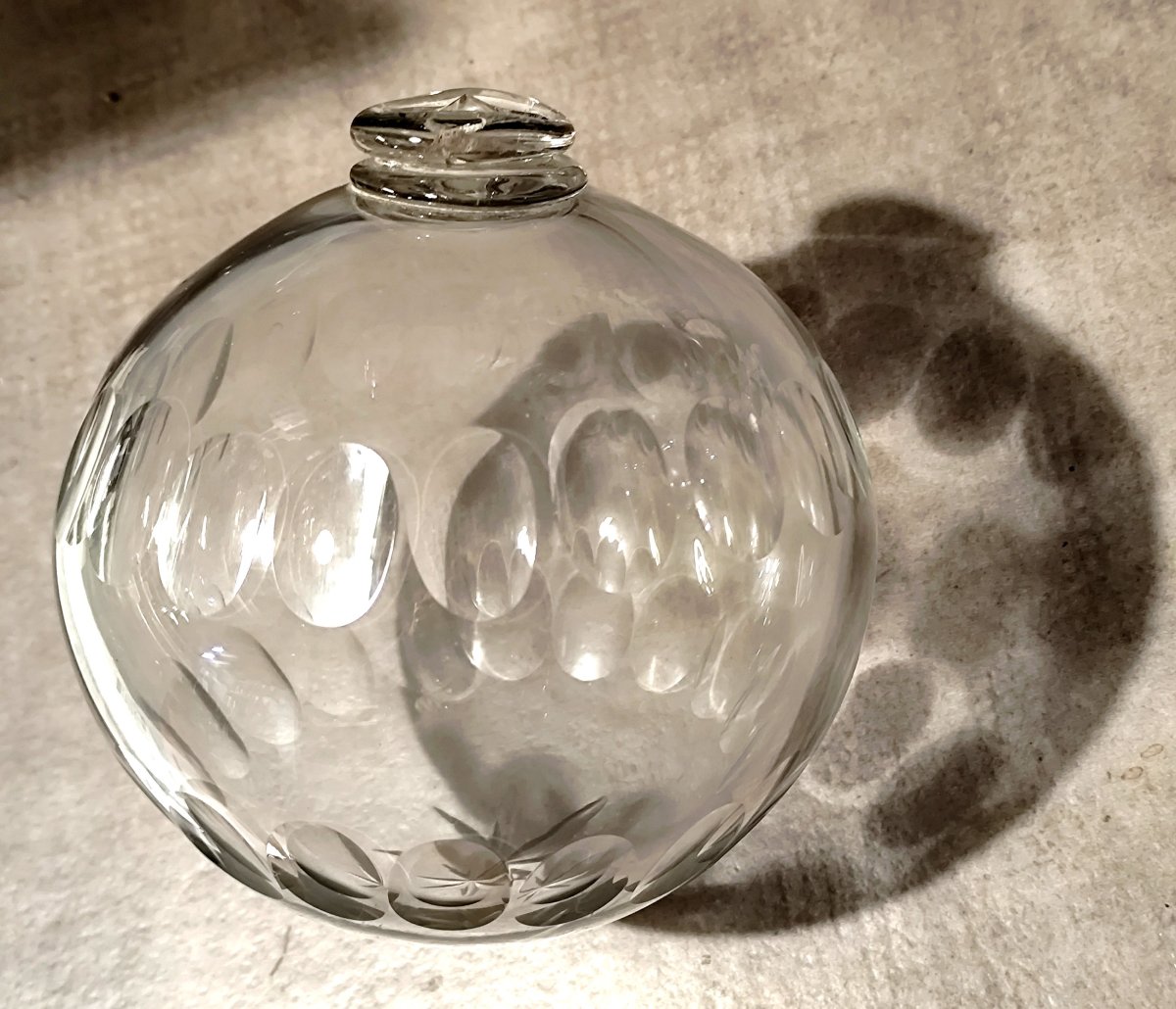Large Chandelier Globe, 13.5 Cm, Blown And Cut Glass, Louis Philippe Period-photo-2