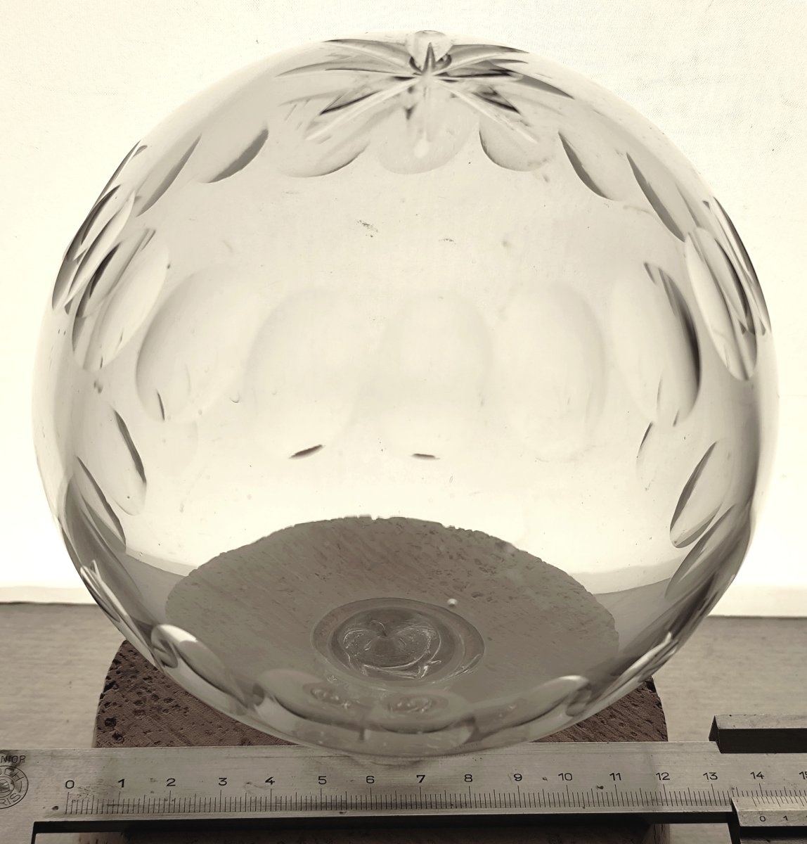Large Chandelier Globe, 13.5 Cm, Blown And Cut Glass, Louis Philippe Period-photo-3