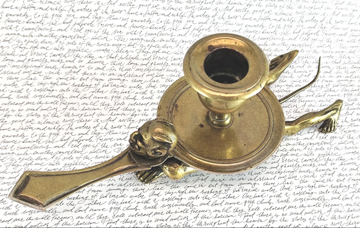 Bougeoir diabolique, amusant bronze XIXe en bel état-photo-4