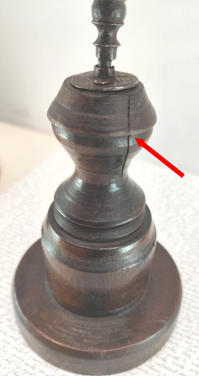 Lampe à huile de table en fer forgé, modèle oscillant sur cardan, XVIIIe siècle-photo-4
