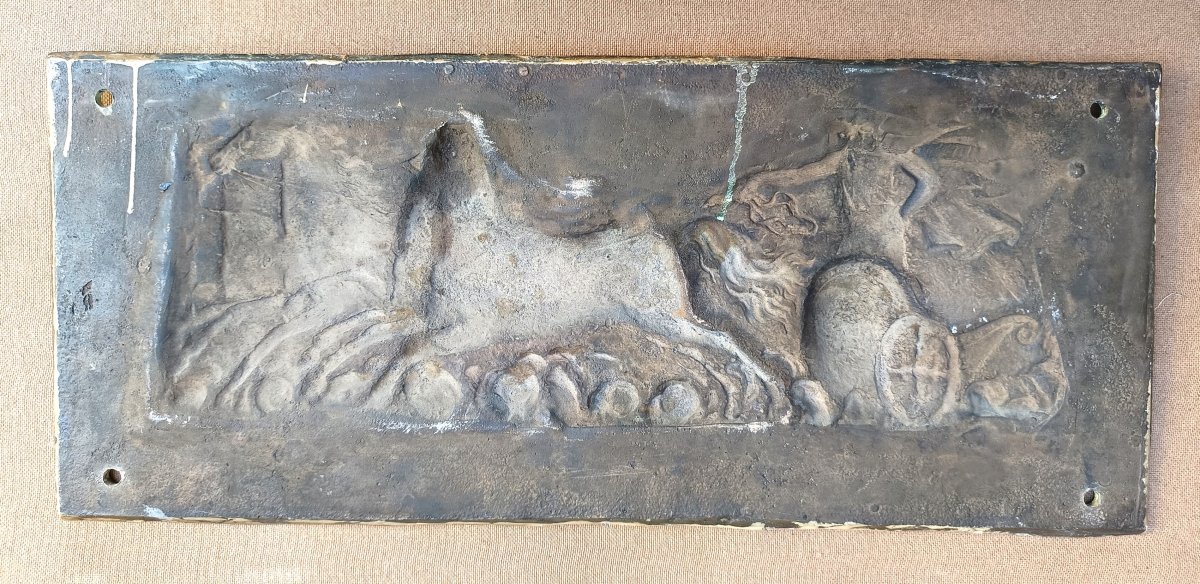 Apollo's Chariot, Prestigious 19th-century Bronze Plaque, 66 Cm, 10 Kg-photo-1
