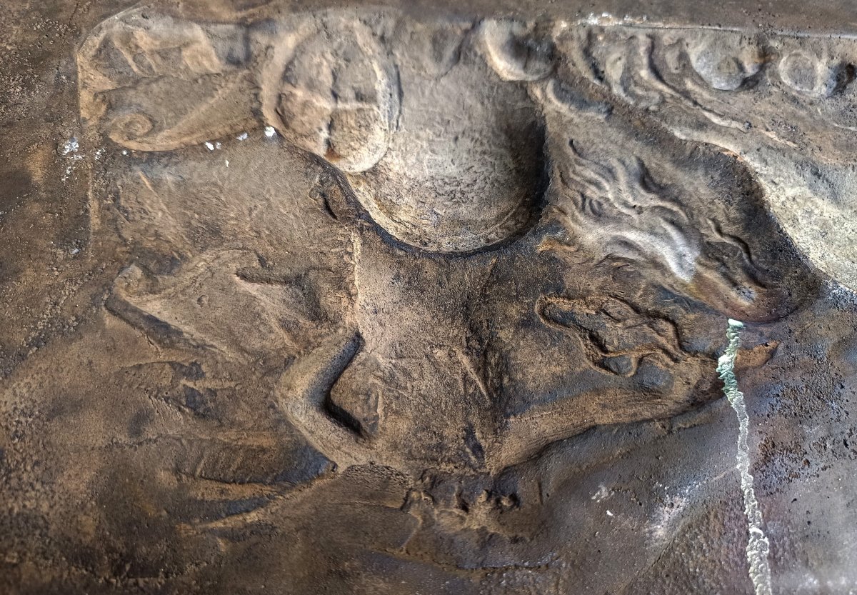 Apollo's Chariot, Prestigious 19th-century Bronze Plaque, 66 Cm, 10 Kg-photo-2