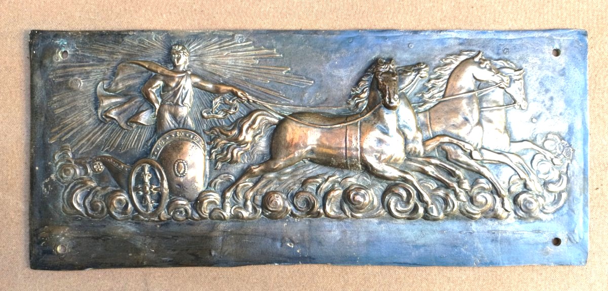 Apollo's Chariot, Prestigious 19th-century Bronze Plaque, 66 Cm, 10 Kg