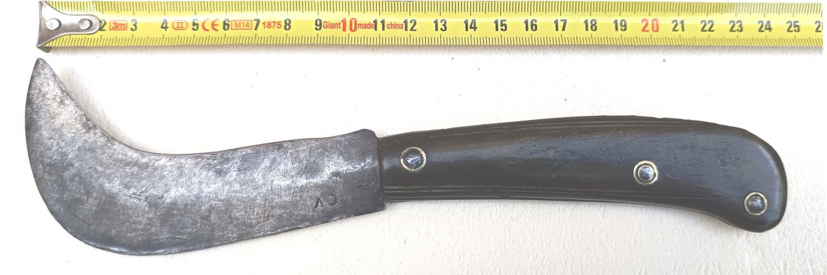 Large Winegrower's Or Gardener's Knife, 18th Century, Horn Handle, Steel Blade With Hallmark-photo-4