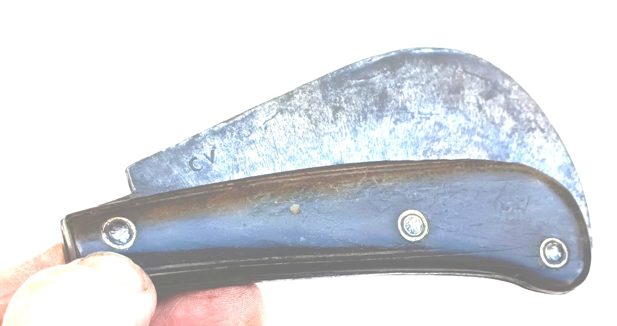 Large Winegrower's Or Gardener's Knife, 18th Century, Horn Handle, Steel Blade With Hallmark-photo-1