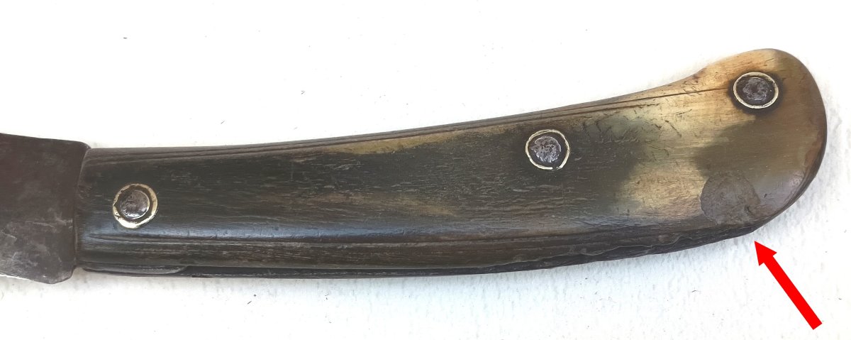 Large Winegrower's Or Gardener's Knife, 18th Century, Horn Handle, Steel Blade With Hallmark-photo-4