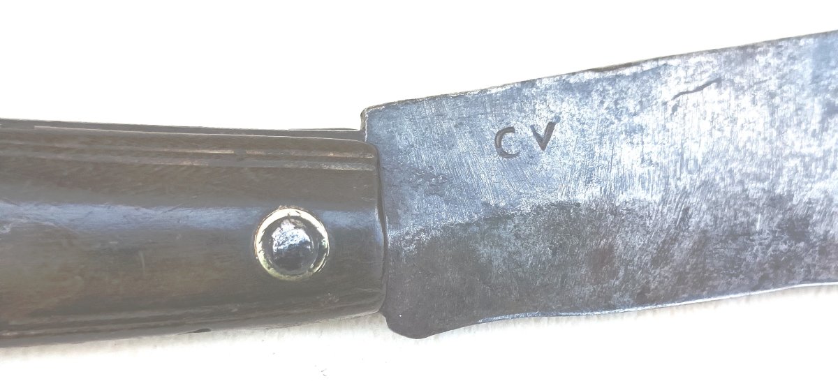 Large Winegrower's Or Gardener's Knife, 18th Century, Horn Handle, Steel Blade With Hallmark-photo-5