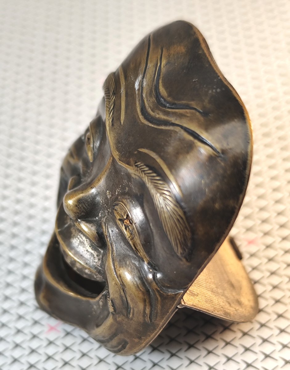Belle boîte d’allumettes, Japon, XIXe siècle, masque d’acteur de théâtre -photo-2