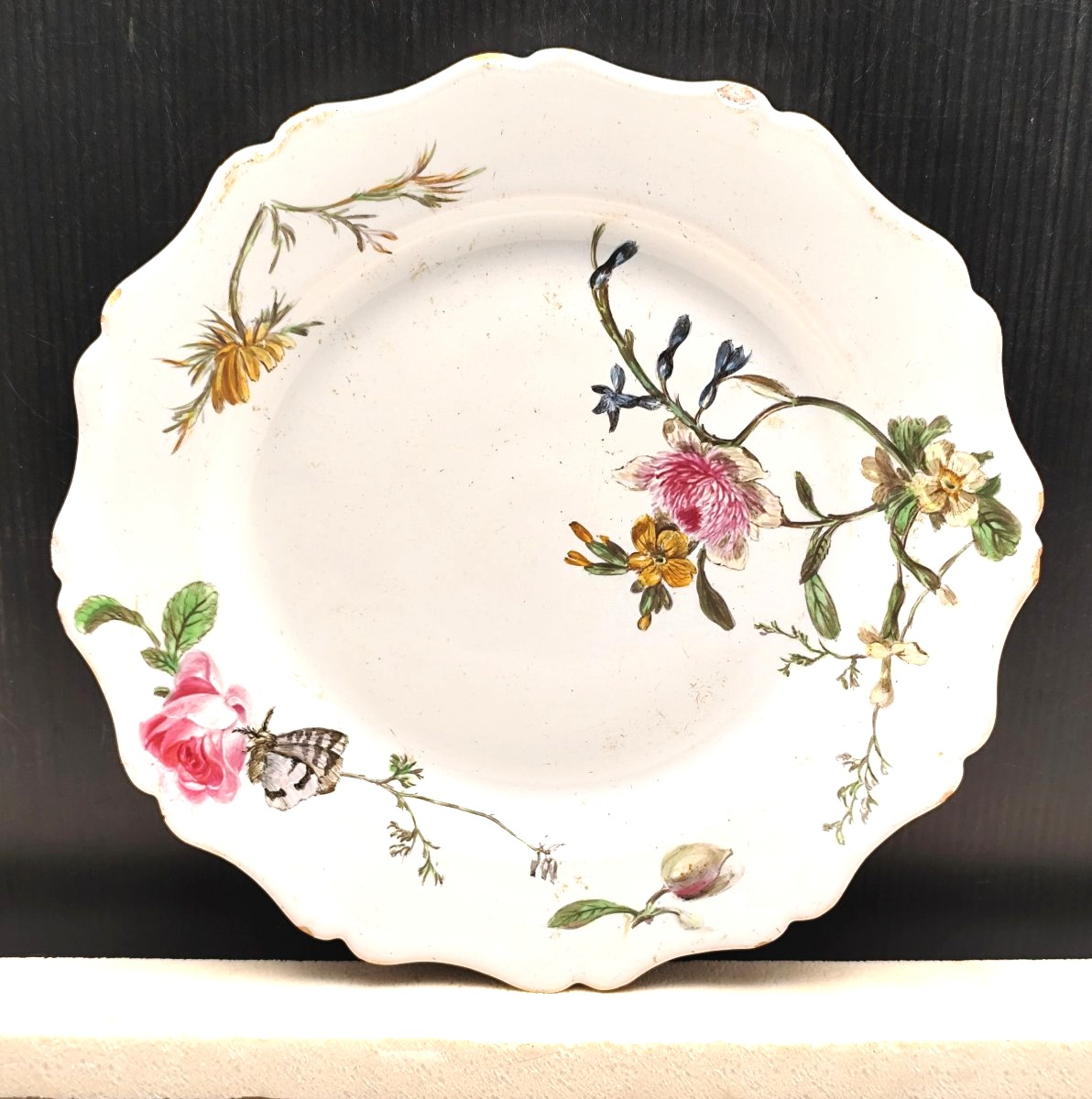 Asymmetrical Plate  Marseille Earthenware, From  Robert Factory? 18th Century