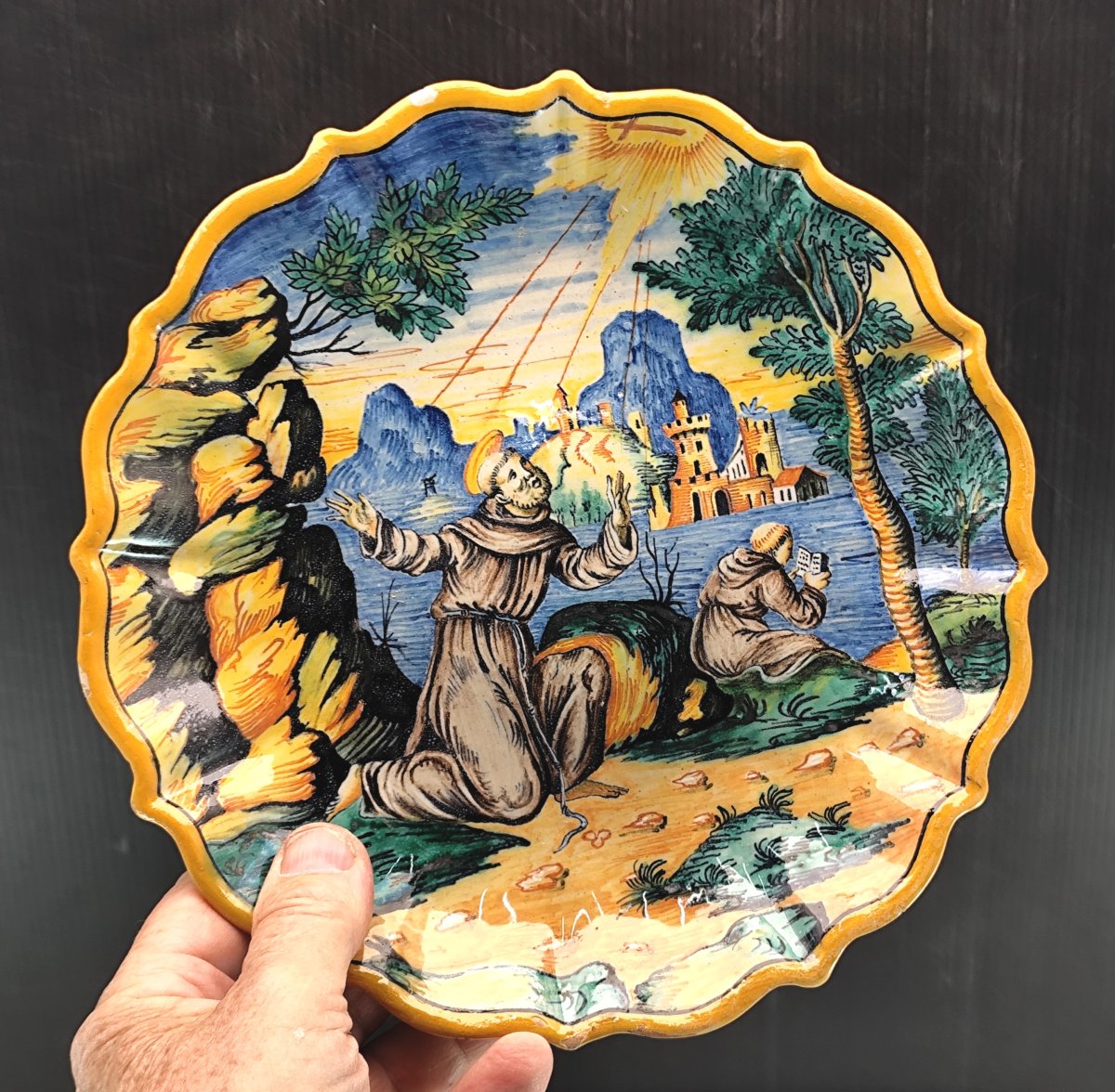 Saint Francis Of Assisi, Renaissance-style Maiolica, 19th Century, Signed-photo-3