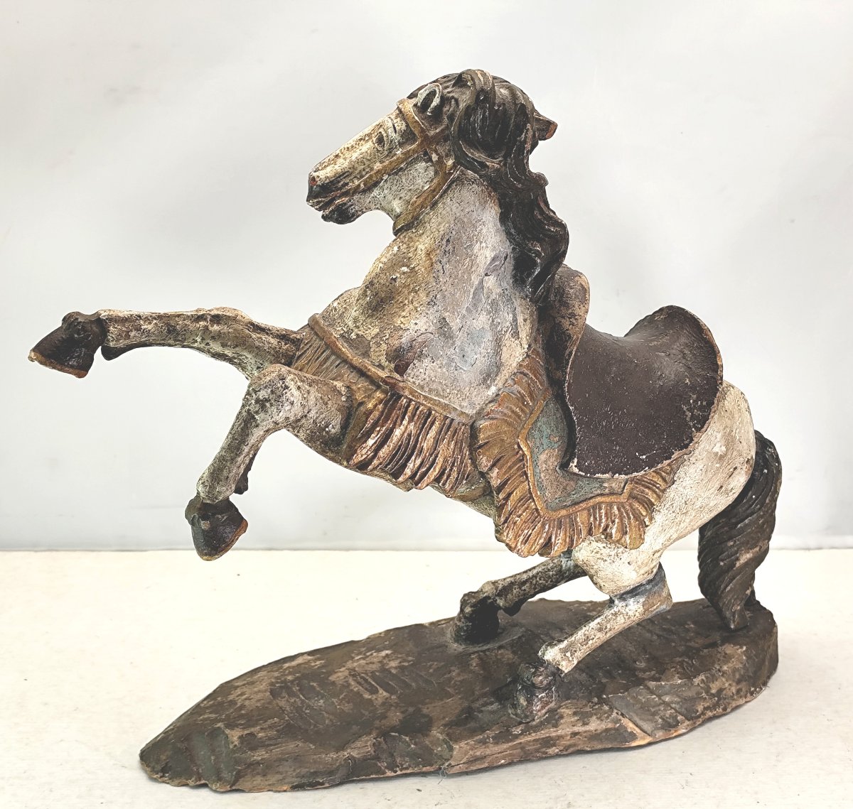 Leaping Horse, Folk Art, Carved And Painted Wood, 18th–19th Century-photo-2