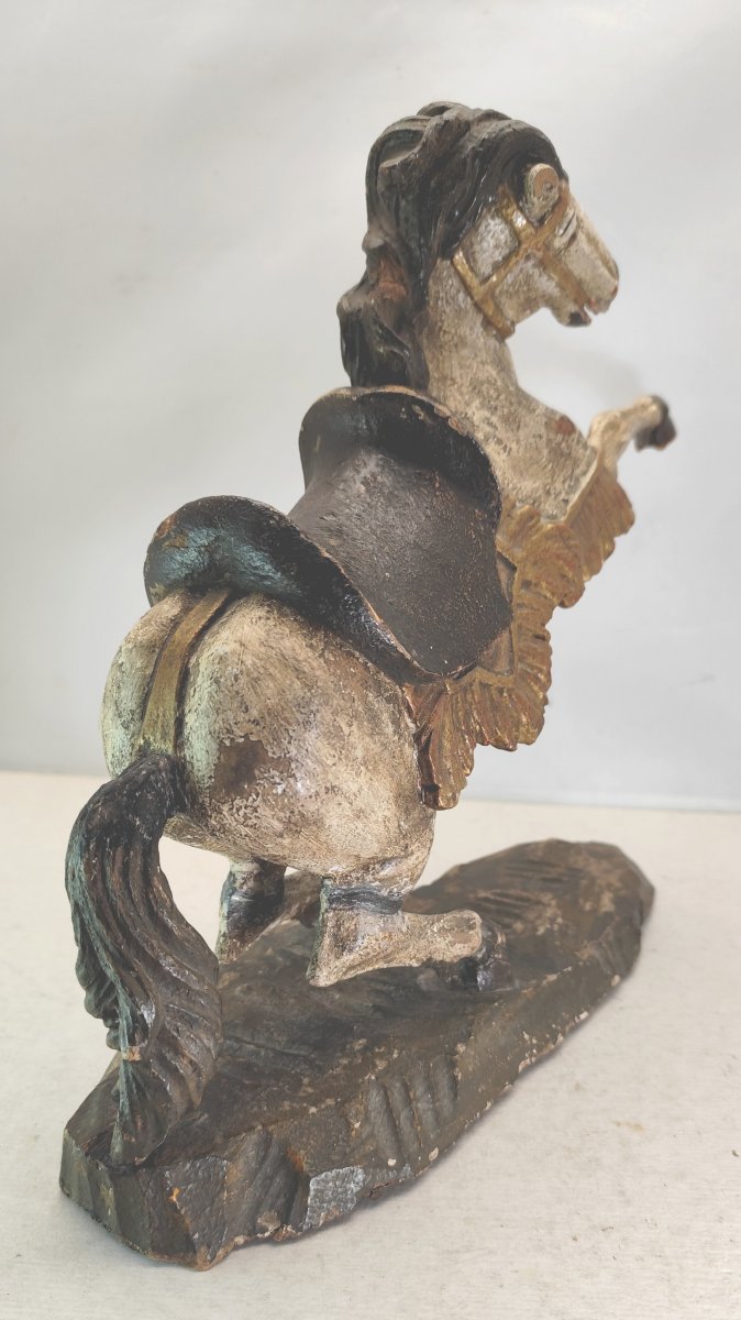 Leaping Horse, Folk Art, Carved And Painted Wood, 18th–19th Century-photo-2