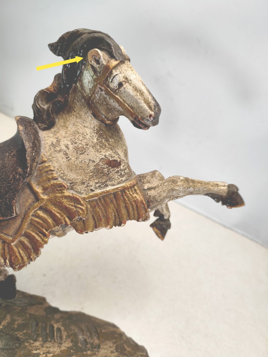 Leaping Horse, Folk Art, Carved And Painted Wood, 18th–19th Century-photo-3