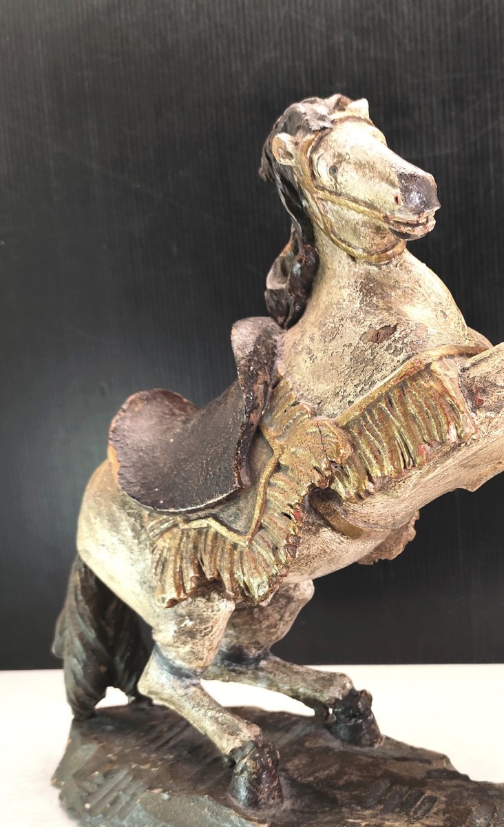 Leaping Horse, Folk Art, Carved And Painted Wood, 18th–19th Century-photo-5