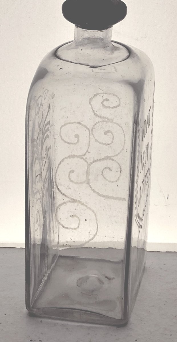 Alcool Des Montagnes, 1772, Blown And Engraved Bottle, Swiss Alps-photo-3