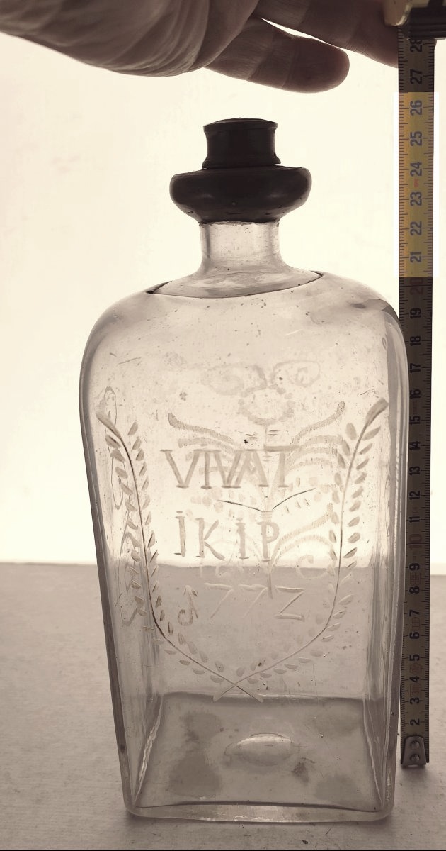 Alcool Des Montagnes, 1772, Blown And Engraved Bottle, Swiss Alps-photo-3