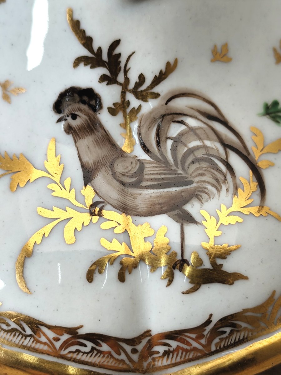 Vintage Marie Antoinette-era Sugar Bowl With Birds, Locré Porcelain, Circa 1775-photo-2