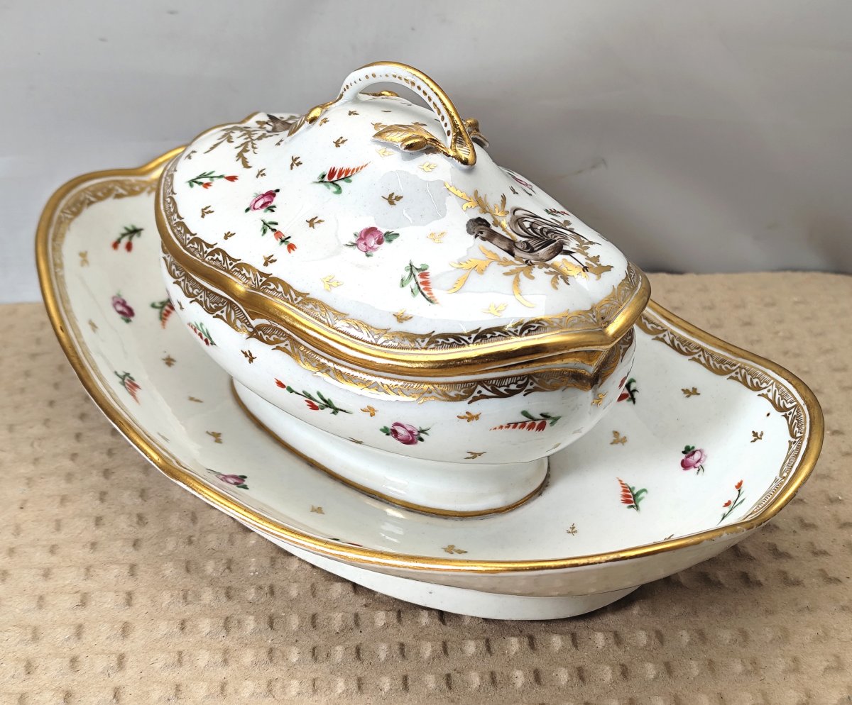 Vintage Marie Antoinette-era Sugar Bowl With Birds, Locré Porcelain, Circa 1775-photo-3