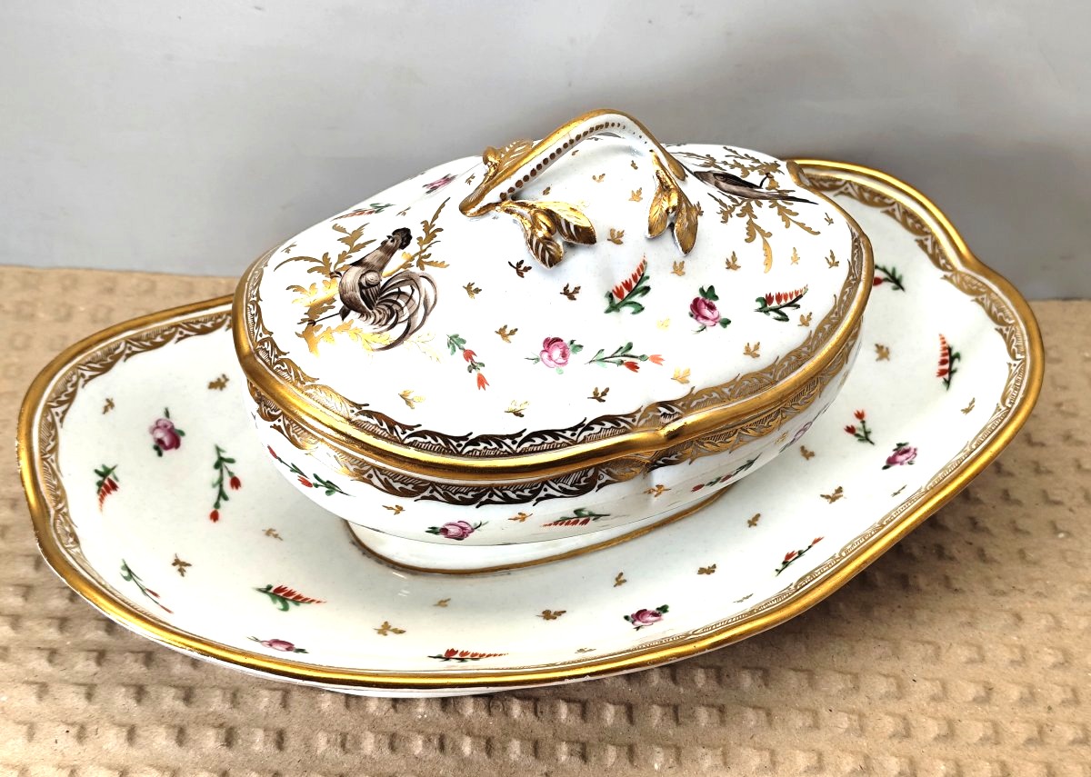 Vintage Marie Antoinette-era Sugar Bowl With Birds, Locré Porcelain, Circa 1775
