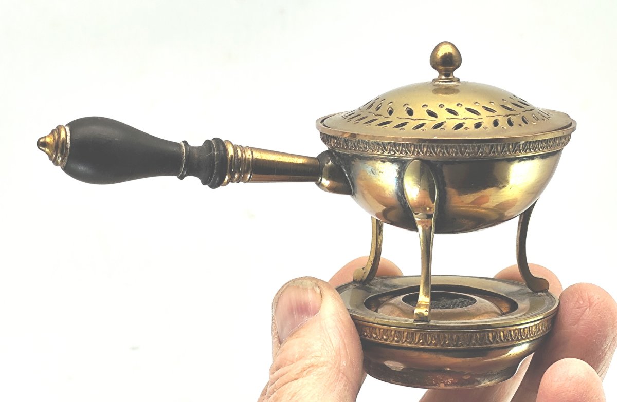 Guerlain, Signed: Small Gold-plated Perfume Warmer, Late 19th Century, Complete -photo-2