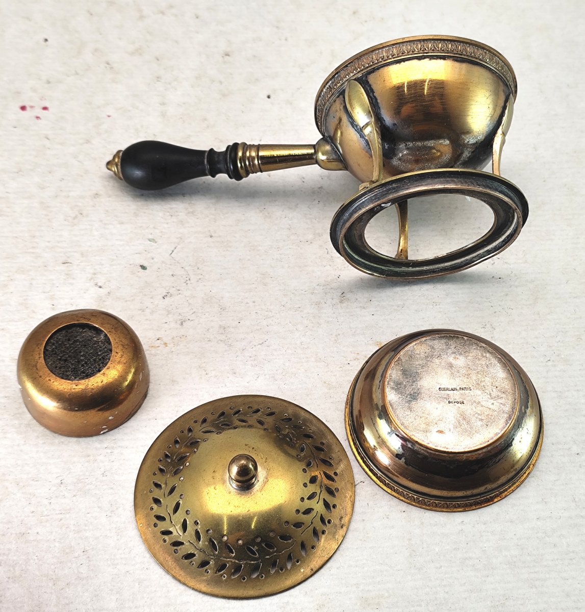 Guerlain, Signed: Small Gold-plated Perfume Warmer, Late 19th Century, Complete -photo-4