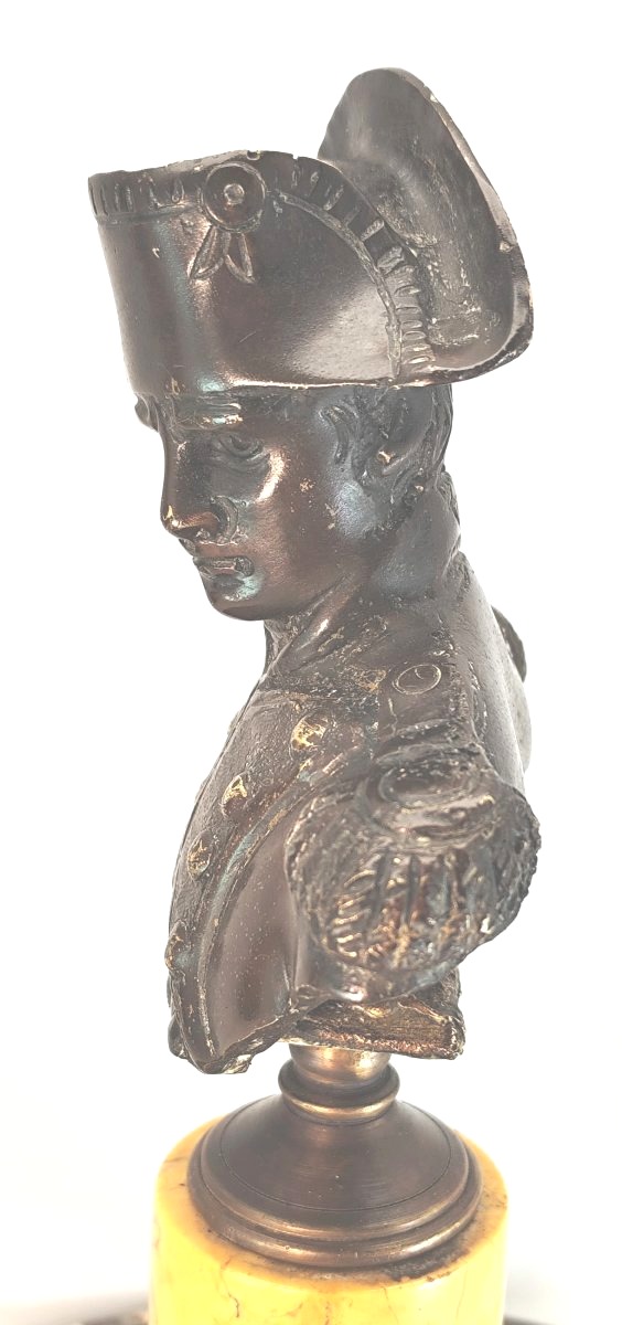 Beau buste bronze, Napoléon Ier, sur une colonne de marbre de Sienne, vers 1840-photo-2