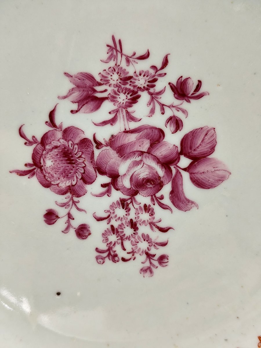 Compagnie des Indes, famille rose, camaïeu violine, très bel état-photo-2