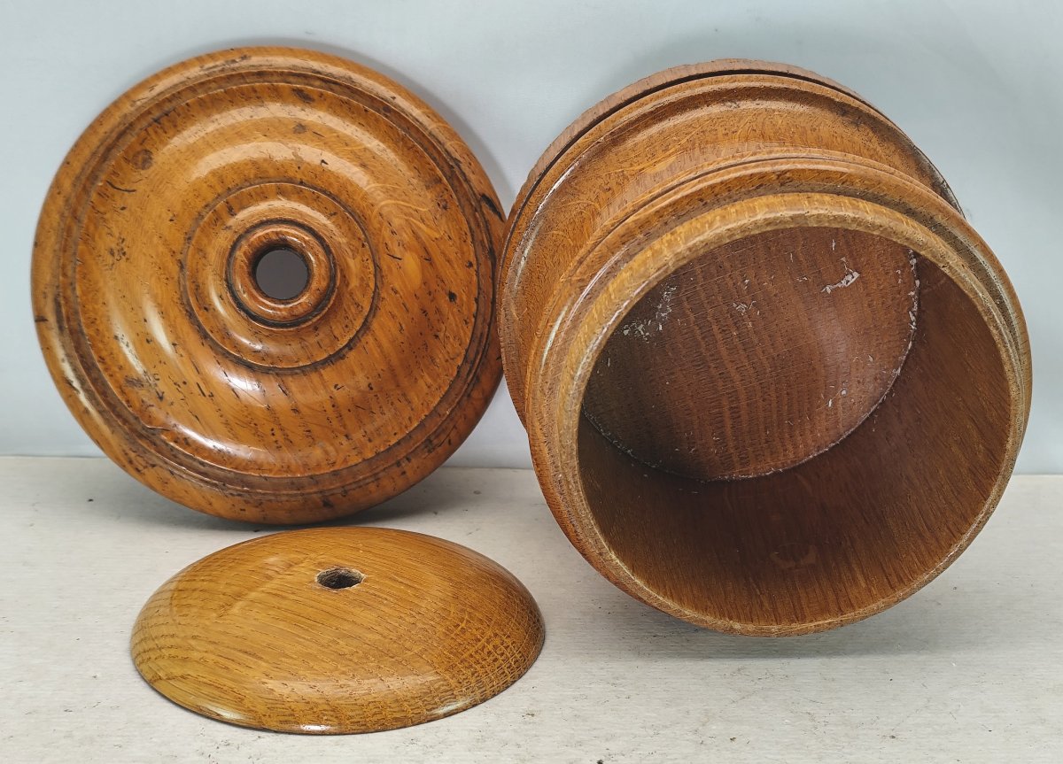 Beautifully Turned: Varnished Ash String Box, Circa 1900, Like New-photo-2